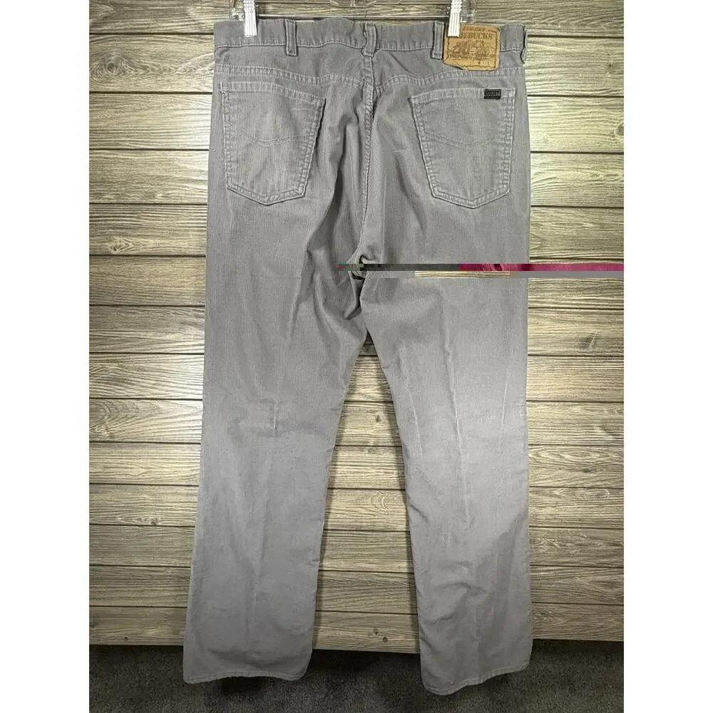 Vintage Roebucks Corduroy Pants Mens 38x32 Gray Tagged Made In USA Workwear